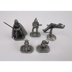 Star Wars Rawcliffe Pewter Figures~ 5 Vader Boba Ewok Yoda Starfighter 1994 '95